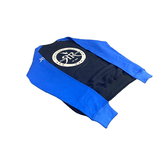 Blue Raglan Crewneck Pullover - Premium Streetwear Baumwolle