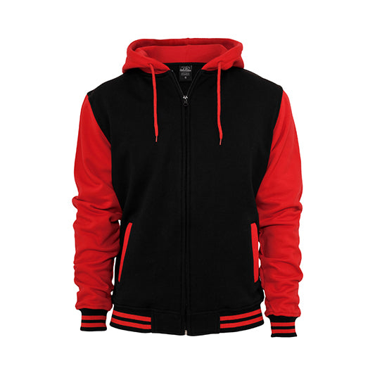 2 Tone Zip Hoodie Schwarz-Rot - Premium Streetwear Kapuzenpullover