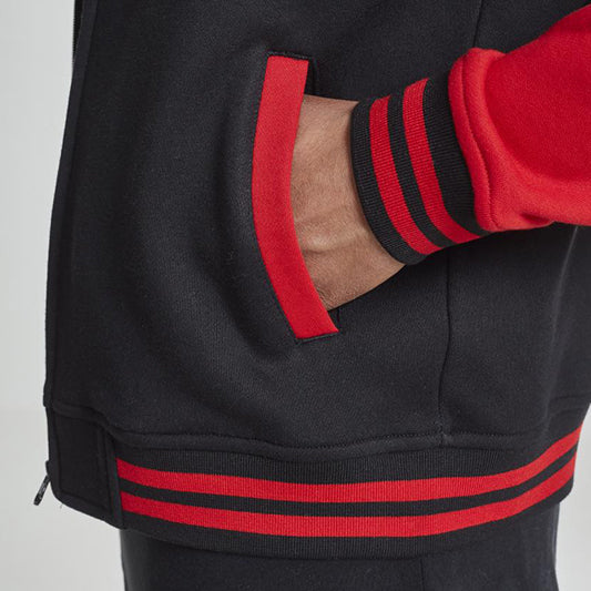 2 Tone Zip Hoodie Schwarz-Rot - Premium Streetwear Kapuzenpullover